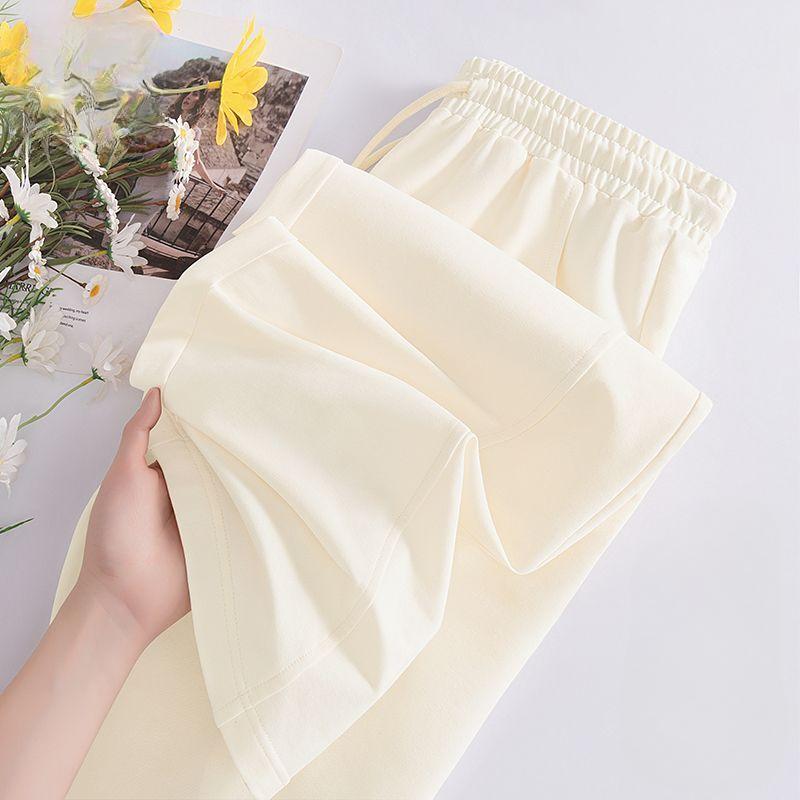 

Летние тонкие женские спортивные брюки, широкие брюки, повседневные прямые длинные брюки из ледяного шелка XXL