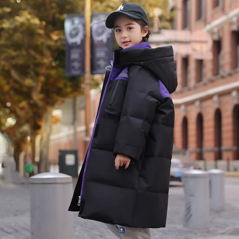 

Зимняя детская куртка на утином пуху, толстая, теплая, подростковая одежда, верхняя одежда, пальто, одежда для девочек, детская парка 160 чёрный
