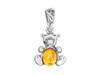 Short Silver Women' Necklace with Teddy Bear, Oxidized Teddy Bear with Amber 42