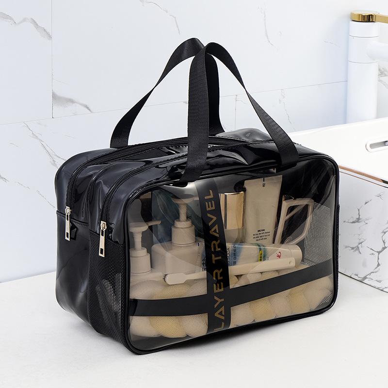 Women Waterproof PVC Travel Cosmetic Bag Large Capacity Transparent Makeup Organizer Portable Toiletry Storage Handbag Dry Wet Separation