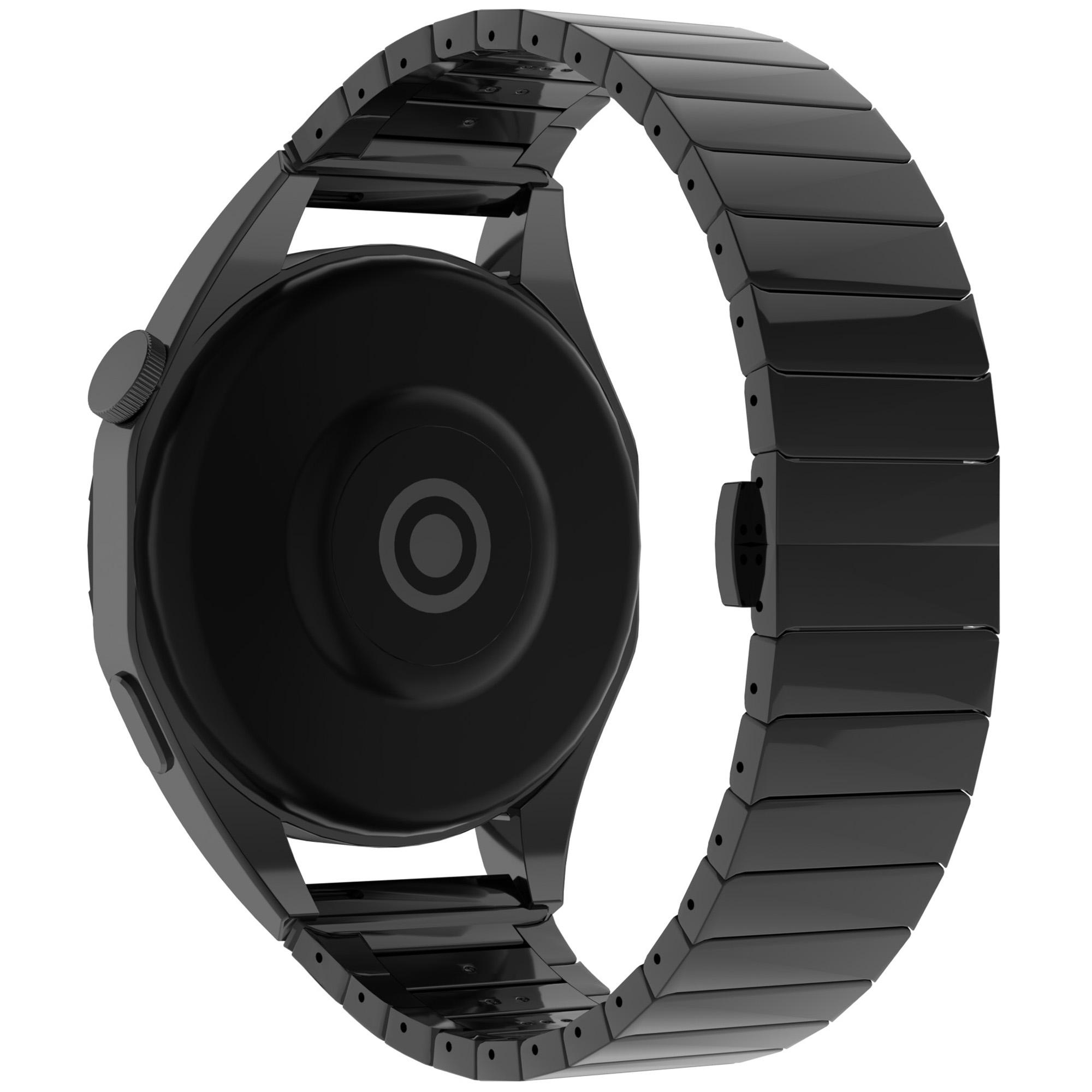 

Для Huawei Watch GT 4 Pro/GT 3 46 мм/Samsung Galaxy Watch3 45 мм/Garmin Vivoactive 4 Браслет для часов из сплава с 1 звеном и застежкой-бабочкой Black