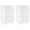 Nightstand 2 Pcs. High Gloss White 33.5 X 34.5 X 60 Cm