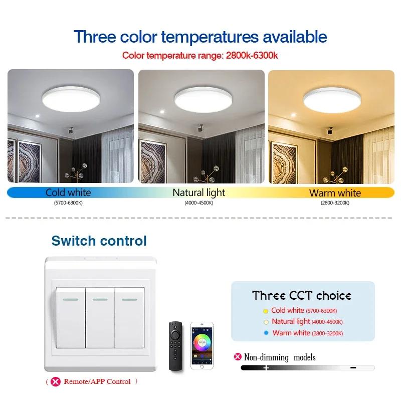 LED Ceiling Lights 220V Ultrathin Led Lamps 3-Color CCT Panel Light for Bedroom Kitchen Lighting Round Ceiling Lamp Living Room