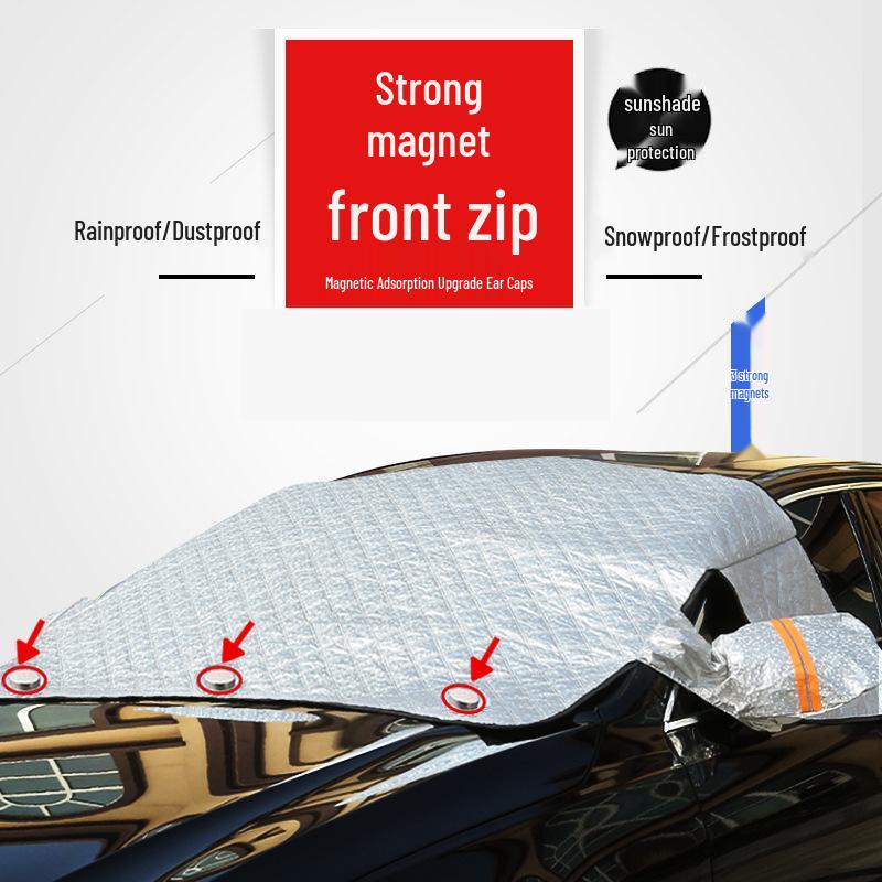 Magnetic Sunshade Half Car Cover - Front Windshield, Four-Season Use, Rainproof Visor