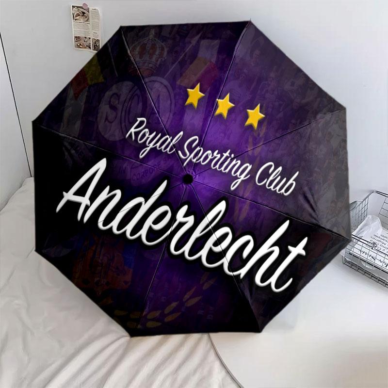 Royal Sporting Club Anderlecht pattern, automatic folding umbrella, portable and foldable design, 8 ribs, a Christmas or birthday gift.