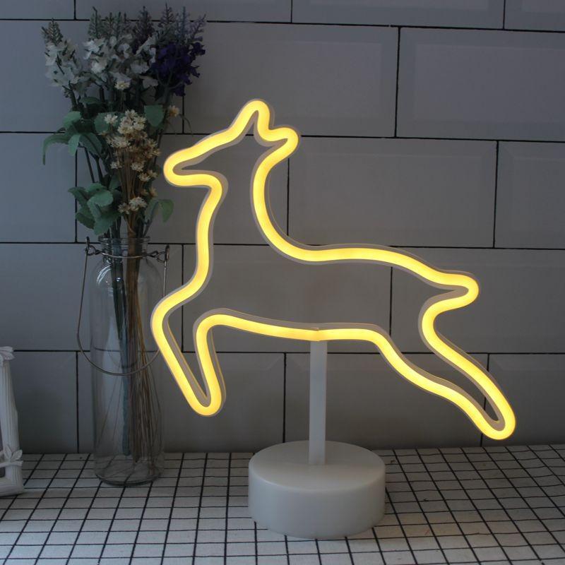 Shaped Led Cactus Neon Signs Light Holder Base Table Decoration Night Lamps