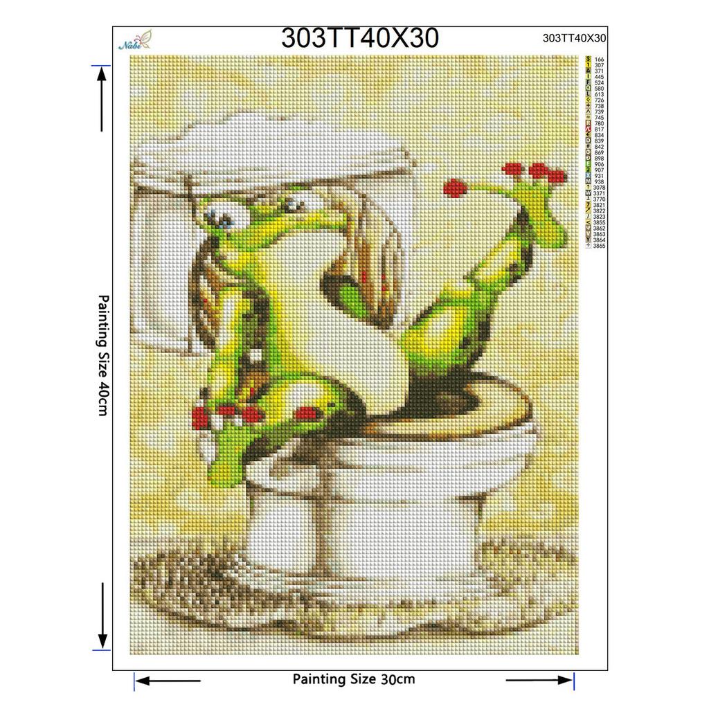 DIY Diamond Embroidery Cartoon 5D Diamond Painting Toilet Frog Home Decor Arts Crafts & Sewing