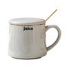 Einfarbiger schlichter Becher mit Deckel und Löffel Trinkbecher Büro Keramiktasse für Jungen Heimgebrauch