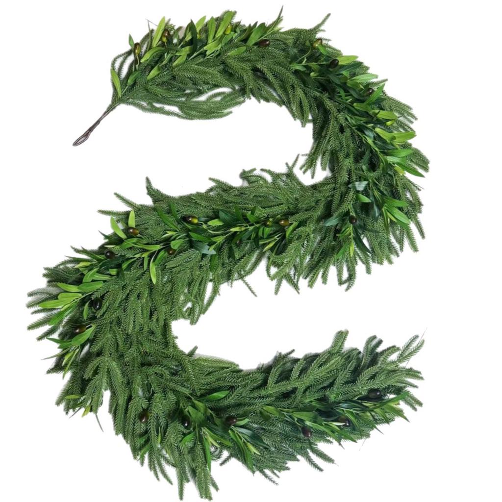 1,8 m Norfolk Olive Rattan Gefühl Weihnachtsdekorationen Weihnachts-Simulationsblumen
