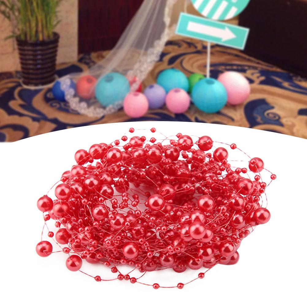 10M Fishing Thread Artificial Pearls Beads Chain   Wedding Party Decoration (white)