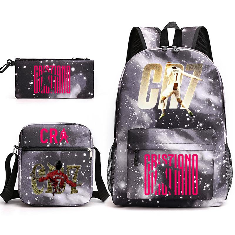 2023C Luo Surrounding Character Printed Backpack Three-piece Student School Bag + Shoulder Bag + Pencil Case Set