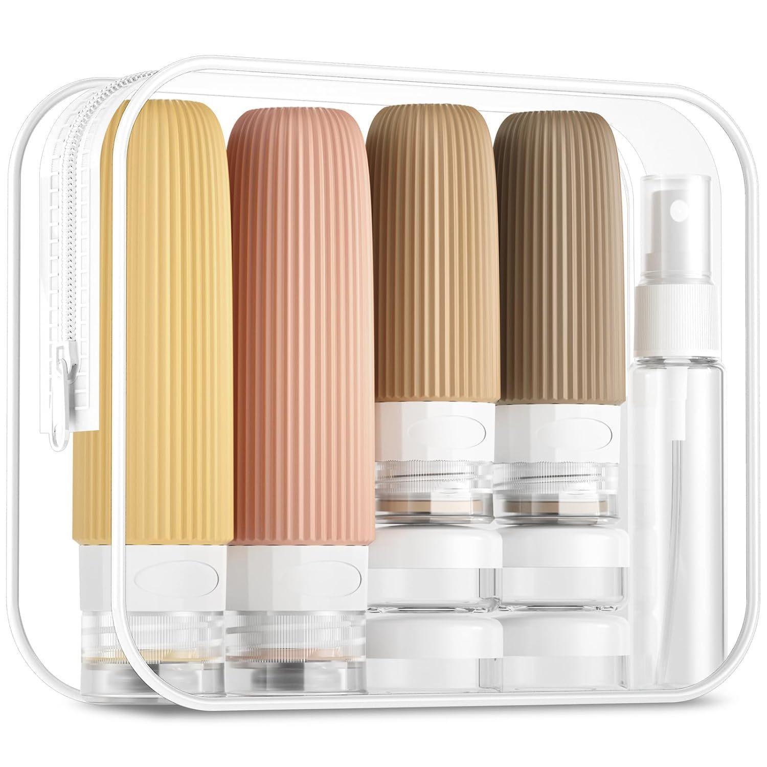 Silicone Travel Dispenser Bottles Vacuum Press Refillable Containers for Shampoo Perfume Toiletries Portable Travel Accessories