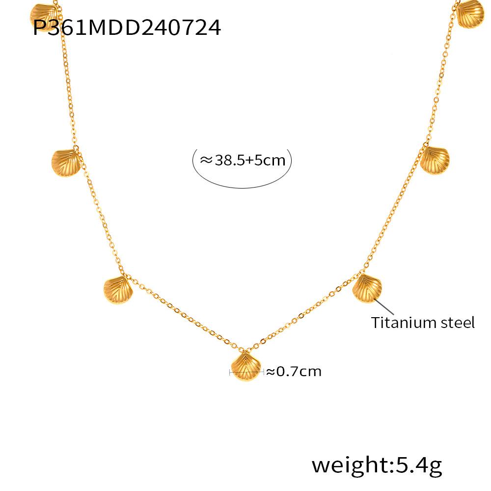 18K Gold Plated Titanium Baroque Geometric Scallop Pendant Necklace for Women - Personality Temperament Clavicle Chain Jewelry