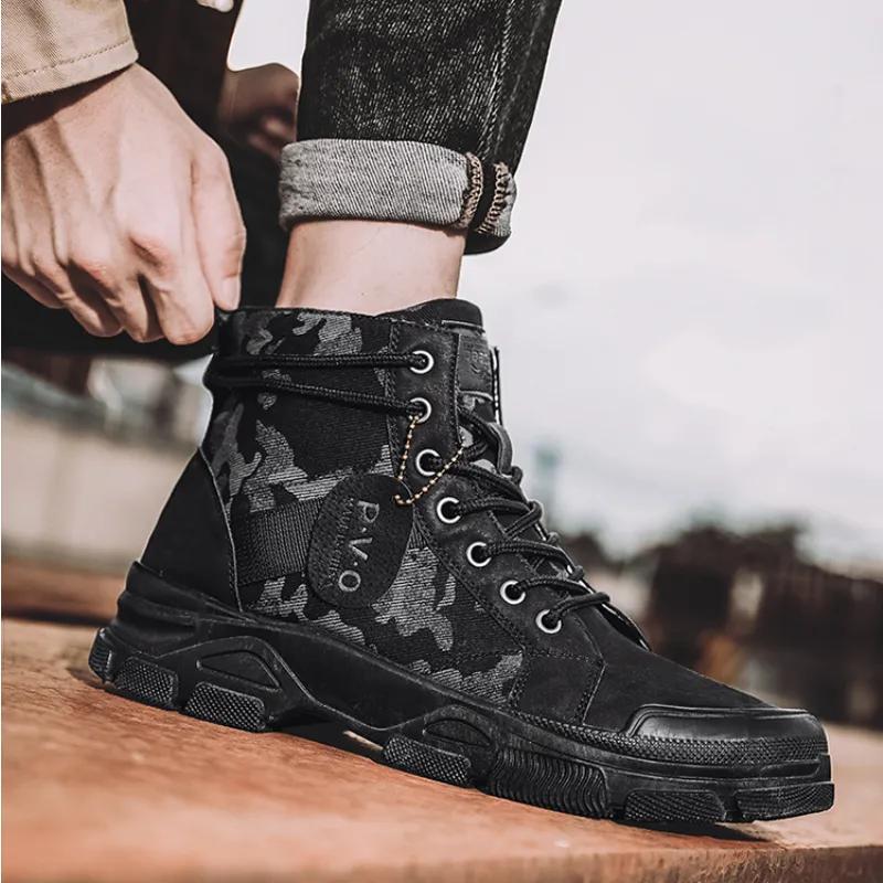 Fall Camouflage Boots Men's High Quality Non-Slip Work Shoes Botas Mujer Men Shoes Platform Boots Shoes for Men