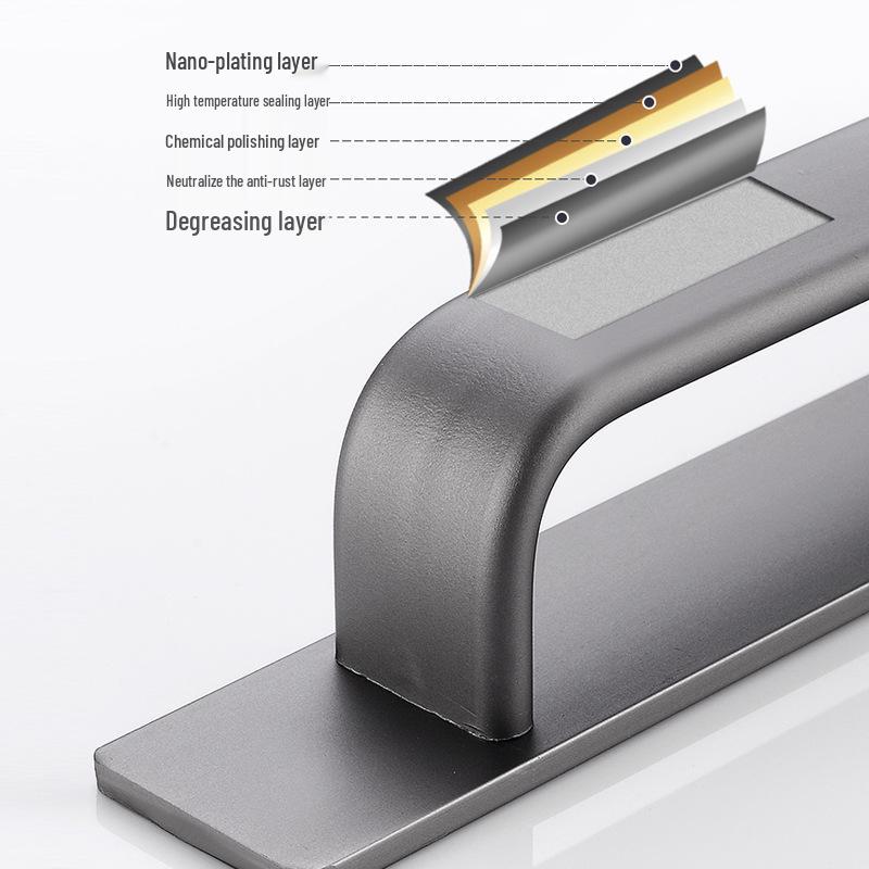 Aluminum Alloy No-Drill Anti-Theft Door Handle for Sliding, Bathroom, and Entrance Doors