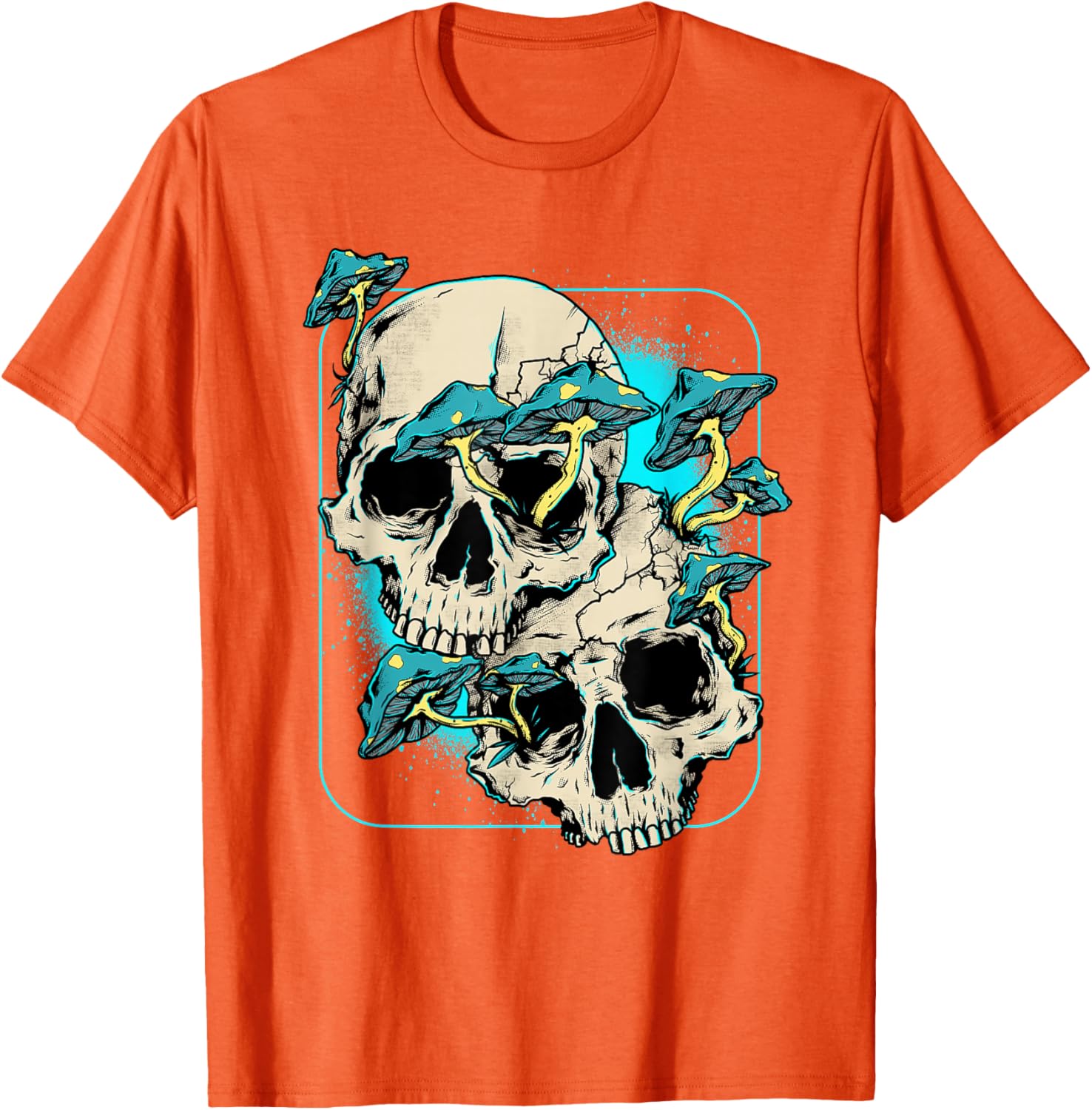

Skull Mushroom T-Shirt Psychedelic Goth Cottagecore Graphic Tee Men Trip Casual 4XL
