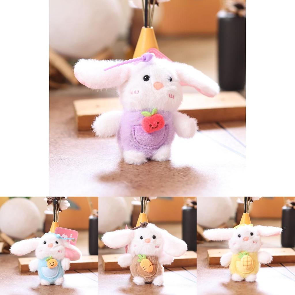 Cute Fruit Bunny Plush Keychain With Soft Polyester Fill For Bag Decoration