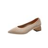 Flying Weaving Spring and Autumn New Wood Grain Thick Heel Pointed Single Shoes Breathable Casual Versatile Single Shoes