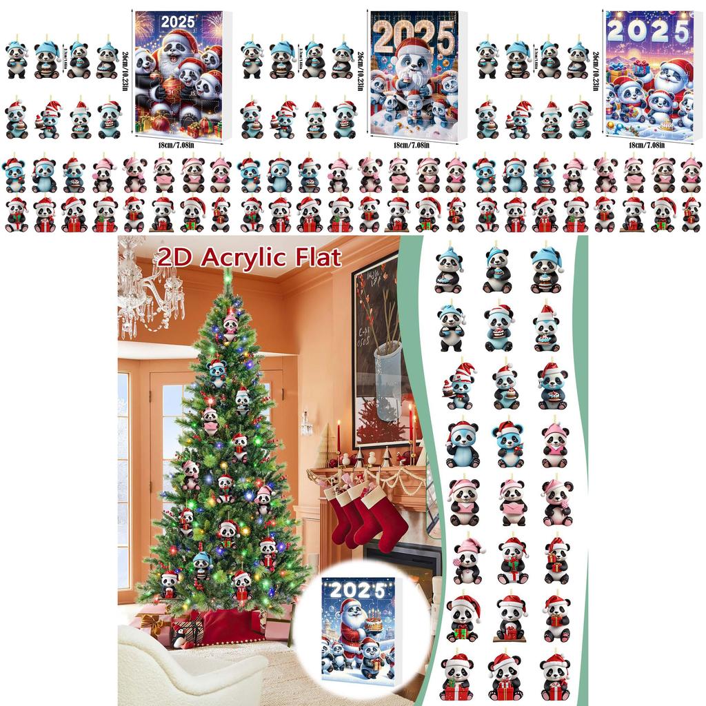 Christmas Panda Countdown Calendar With Acrylic Components For Holiday Decor Gift For Kids