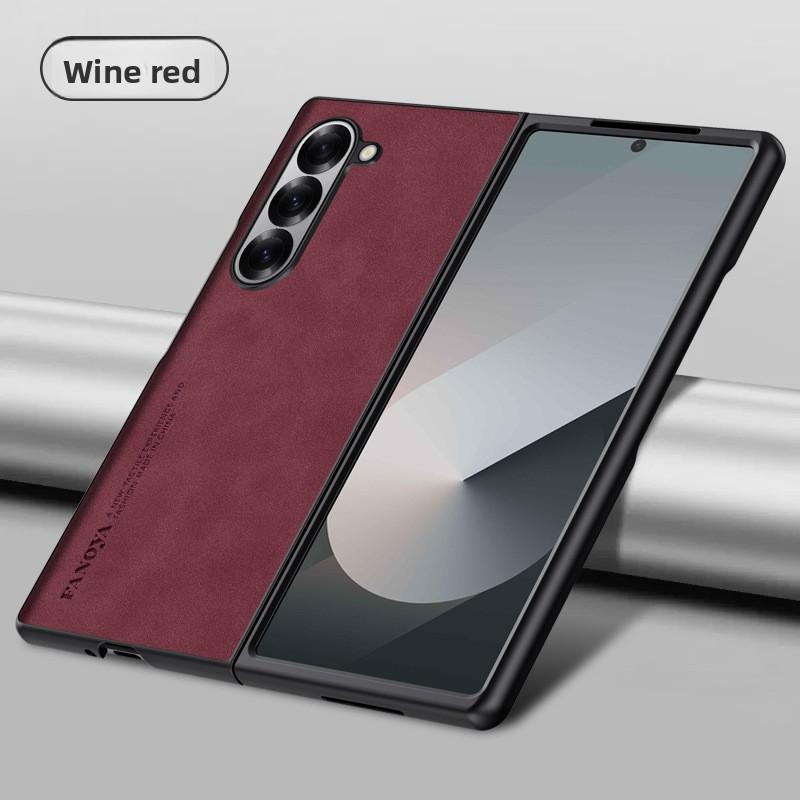 

Luxury Sheepskin Leather TPU Protect Phone Case for Samsung Galaxy Z Fold 7 6 5 4 3 Skin Feel Cover Galaxy Z Fold4 червоний