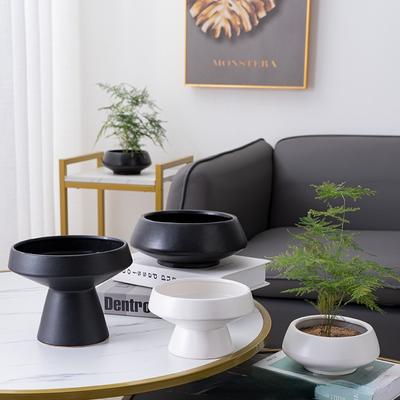 Keramikvase Weiß Rund Blumentopf Hydroponische Blumenarrangements Zubehör Topf Behälter Heimdekoration Blumenvase