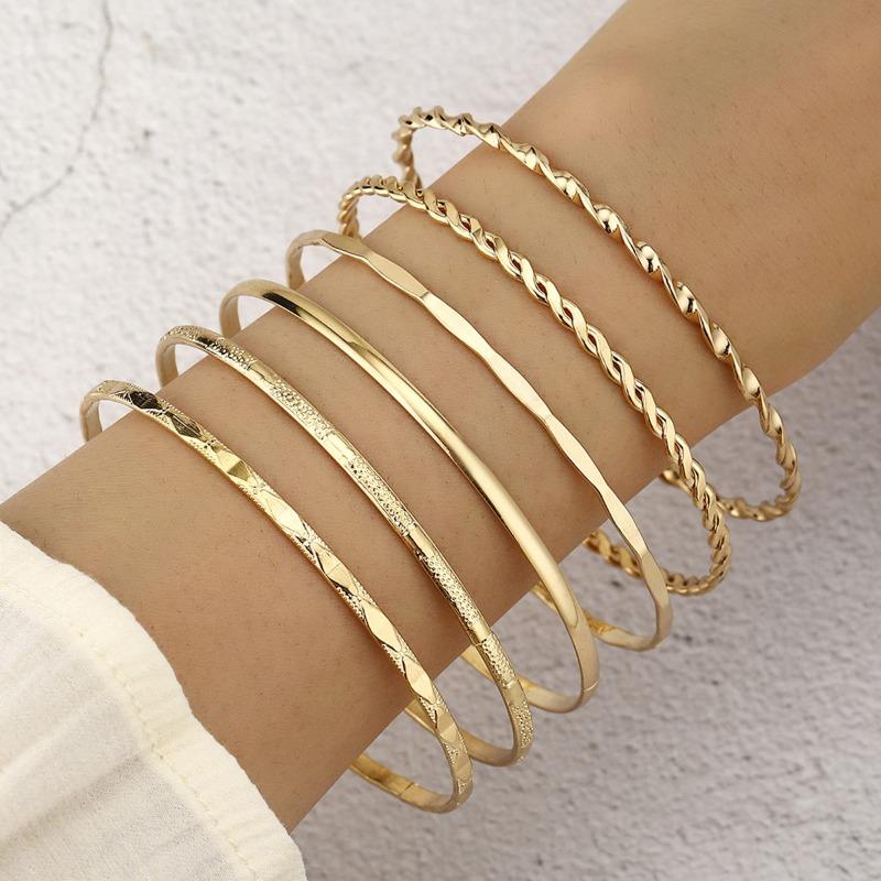 Jewelry, Rhombus Twist Glossy Bracelet Set, Irregular Punk Bracelet Set