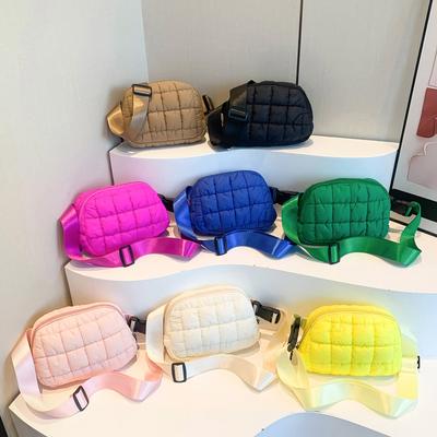 Fanny Pack Crossbody Cycling Bag Candy Color Plaid Women's Bag Outdoor Sports Small Backpack Casual Multi-functional Breast Bag