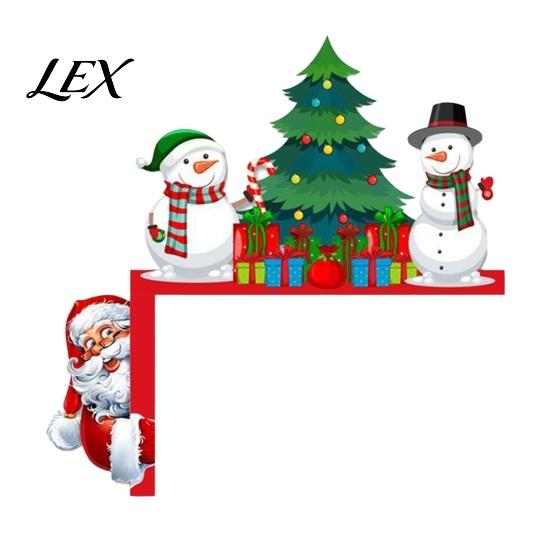 Christmas Door Corner Decoration Topper, Wooden Sign, Santa Snowman Gingerbread Frame Art Man Decor for Home Holiday Party Tree Sign