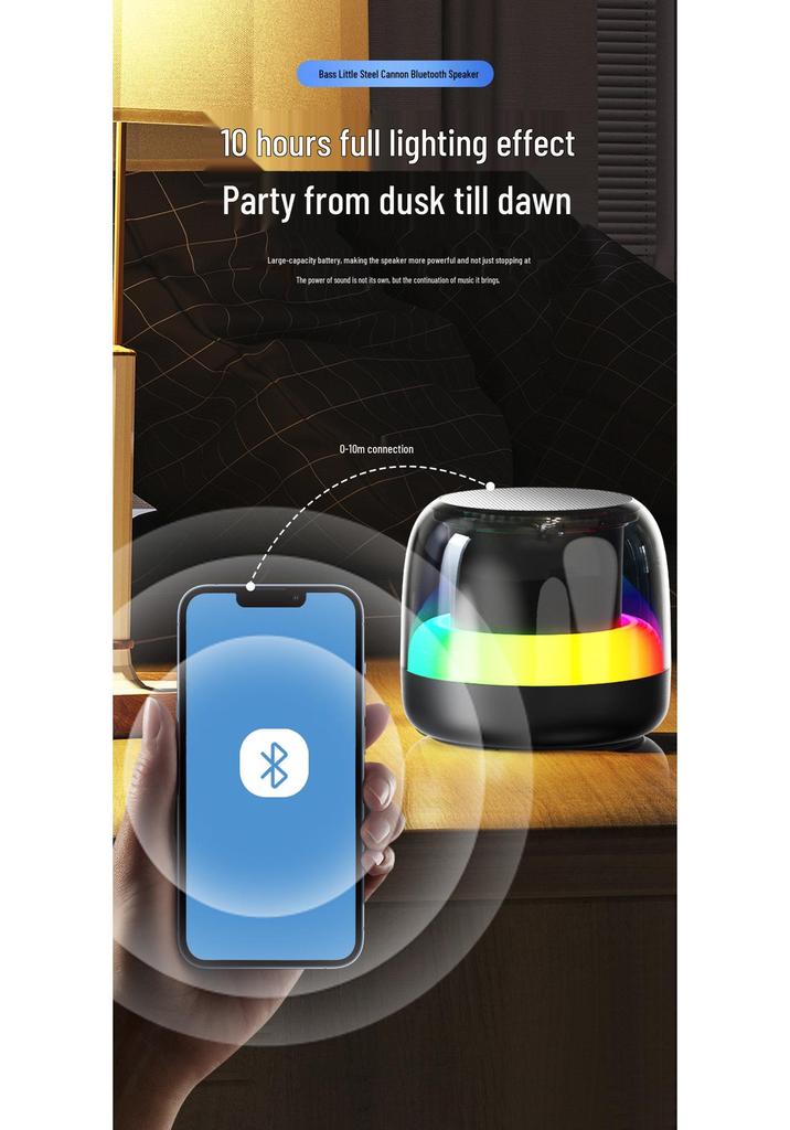 RGB Bluetooth Speaker: Portable Wireless Outdoor Cycling Mini Speaker with Heavy Bass