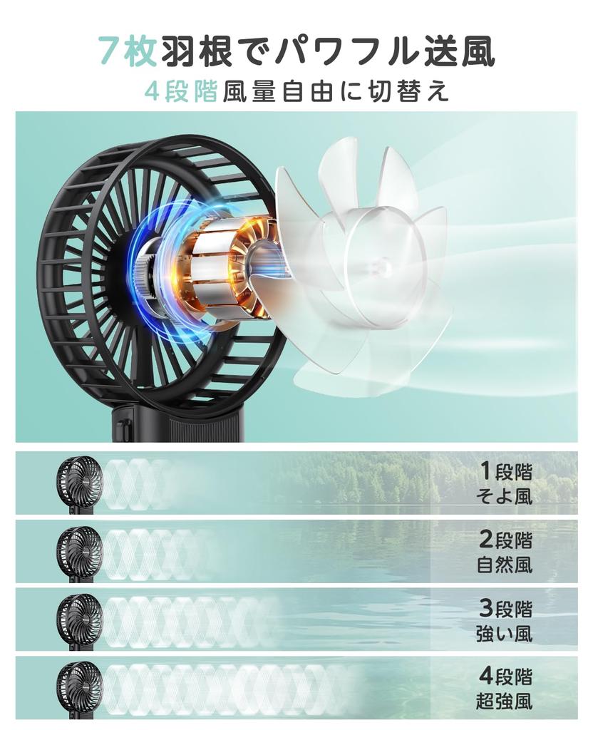 Handy Fan for Portable Super Strong 4 Adjustable 7 16 Hours of Mini Adjustable Strap Heatstroke Prevention [New 2025, 3-Way Transformation] Fan,
