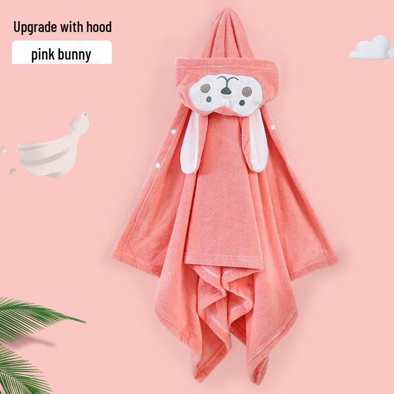 Water-Absorbent Cartoon Hooded Bath Towel Cape for Newborns & Toddlers