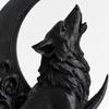 3D Printed Wolf Sculpture with Visible Layered Texture, Moon and Scrollwork Composition for Animal-Themed Entryway or Living Room Decors