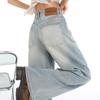 American retro street style hot girl jeans for women, new spring/summer design, high-waisted, drapey, loose, wide-leg, floor-length pants