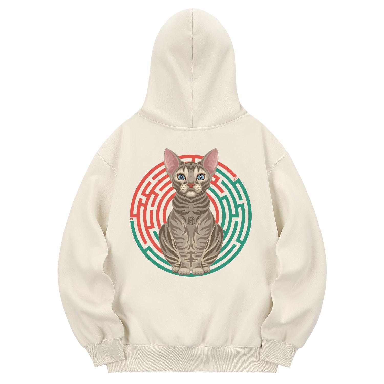 Khan 6312 Khc0017 Sphinx Cat Fleece-Lined Hoodie - Cream L