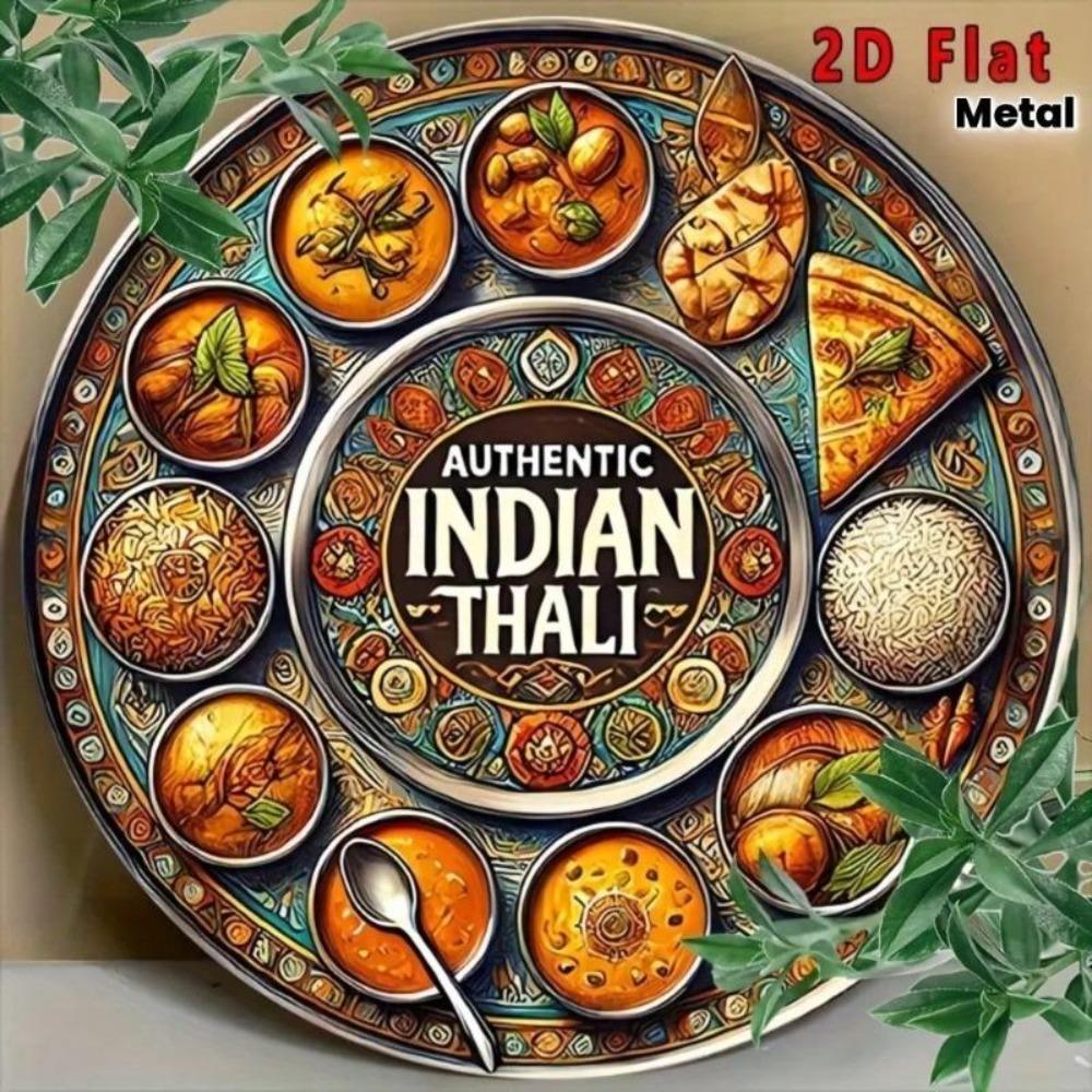 Vintage Indian Thali Aluminum Metal Wall Art Rustic Traditional Food Decor