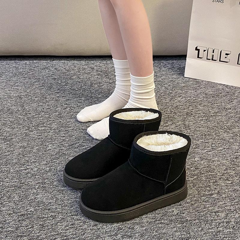 [Spot quick delivery] New fashion snow boots women's thick soles 2025 direct sales thickened velvet waterproof warm cotton shoes