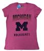 Majestic Section 101 Dam Michigan Wolverines Magentafärgad V-ringad Tröja NWT M, L
