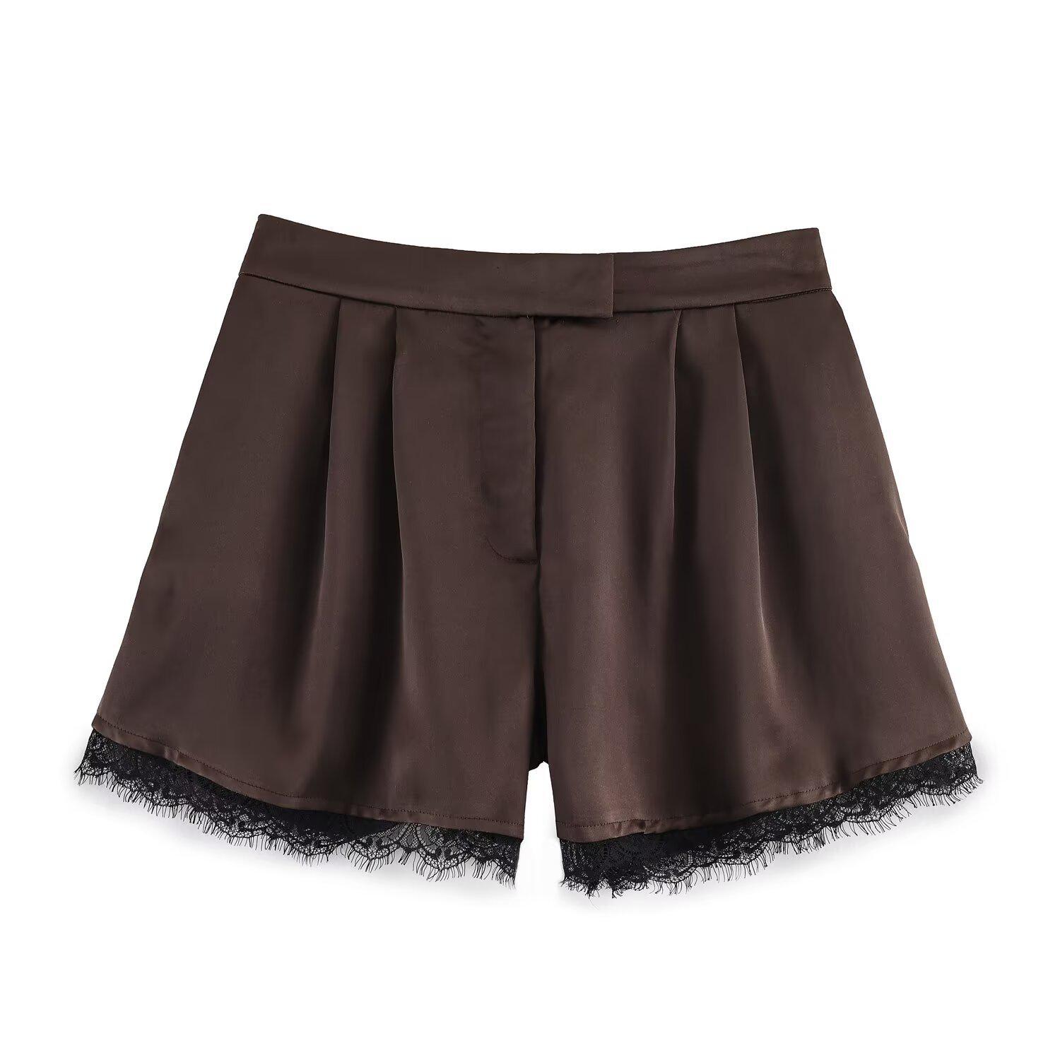 European & American Style Women s Lace Satin Casual Shorts Small