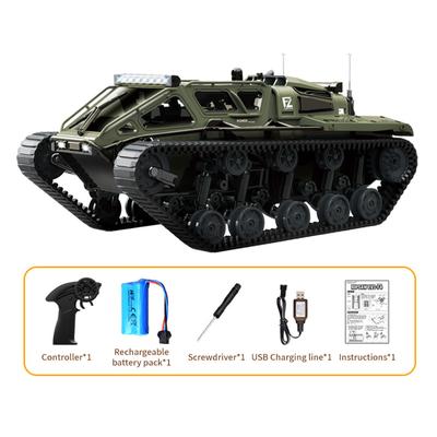 Remote Control Tank, 2.4GHz All Terrain 360 Degrees  Rotating Toy Vehicle with Lights, Rechargeable Tracked Car Gifts