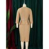 Women V Neck High Waist Solid Pencil Midi Office Commuting Dress