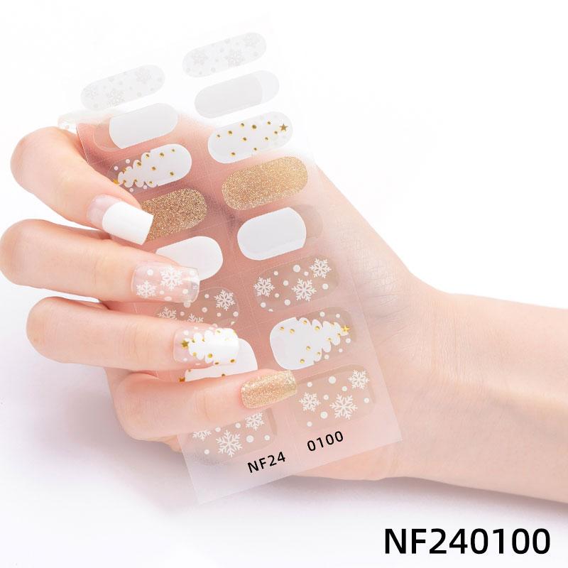Christmas Design Gel Nail Wraps New Design Gel Nail Stickers Semi Cured Gel Nail Strips