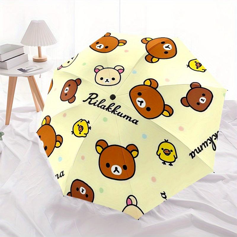 1pc Rilakkuma Cute Bears Chick Pattern Umbrella with Plastic Handle,Suitable for All Seasons Home Travel Outdoor UmbrellaM1128