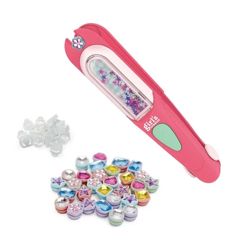 

Набор для укладки волос для девочек с инструментом-аппликатором для драгоценностей, инструменты для укладки волос с бриллиантовой крошкой, 24 многоразовых сверкающих драгоценных камня для подарков на день рождения розовый