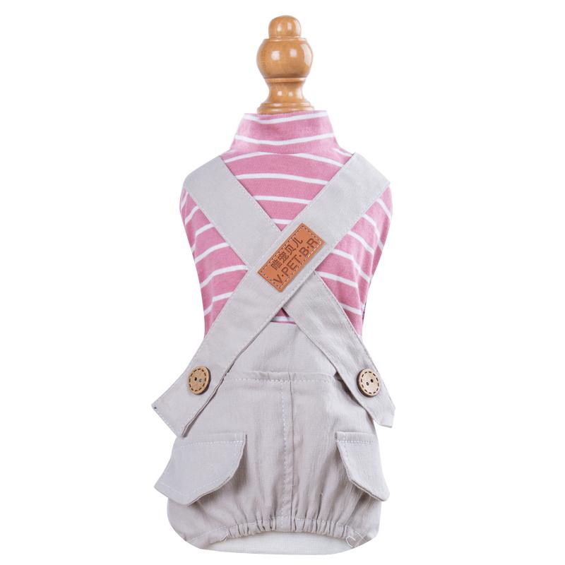 Trendy Pet Clothes Striped Dog Overalls for Small Breeds Breathable Dog Jumpsuit Spring and Autumn Outfit