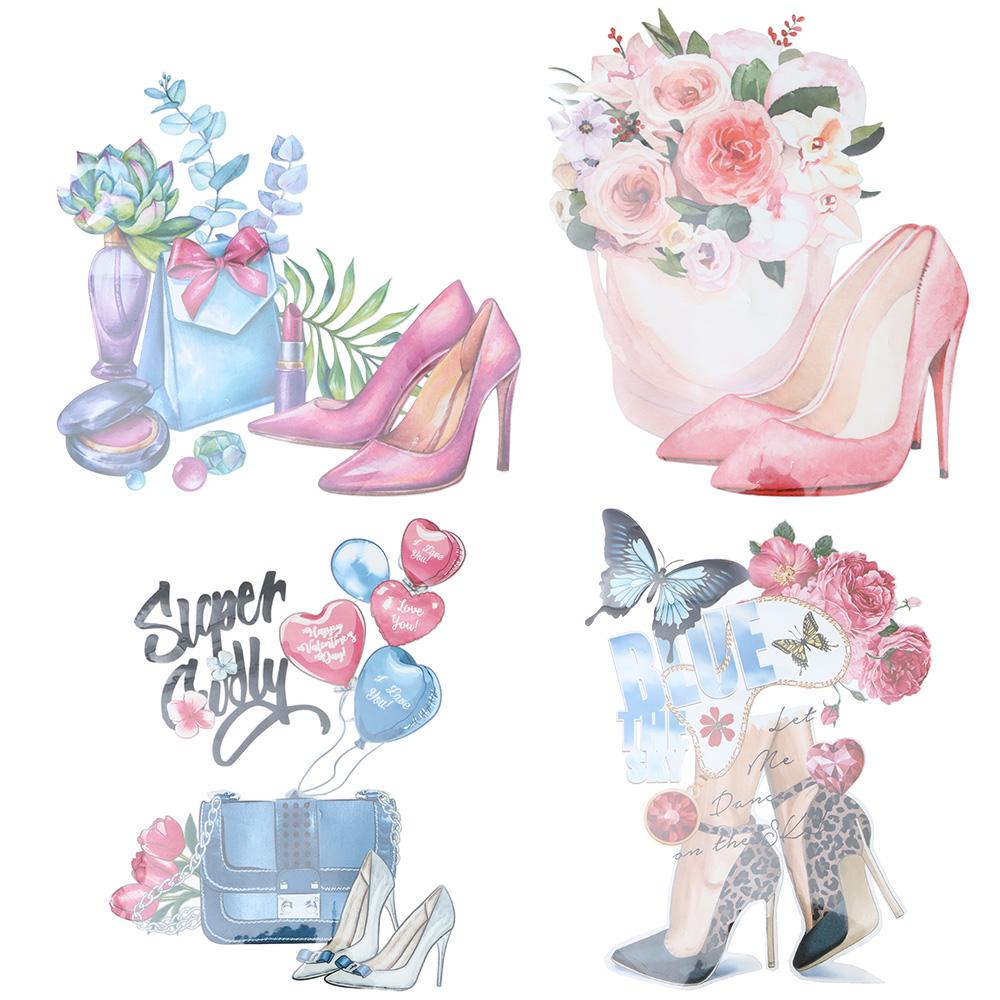 

Набор нашивок с розами из ПЭТ, джинсы из полиэстера с пионами и цветочной вышивкой, наклейки на высоких каблуках, джинсы