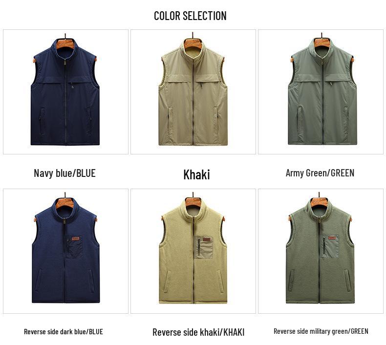Men's Double-Sided Multi-Pocket Fleece-Lined Workwear Vest
