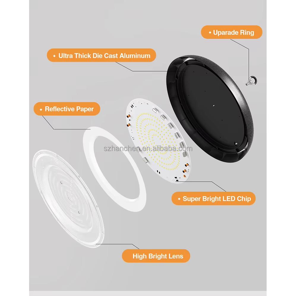 Ultra-thin Design UFO LED High Bay Light 300w Ip65 Aluminum Body Indoor Lighting Led Lamp Industrial Fixture Warehouse Lights