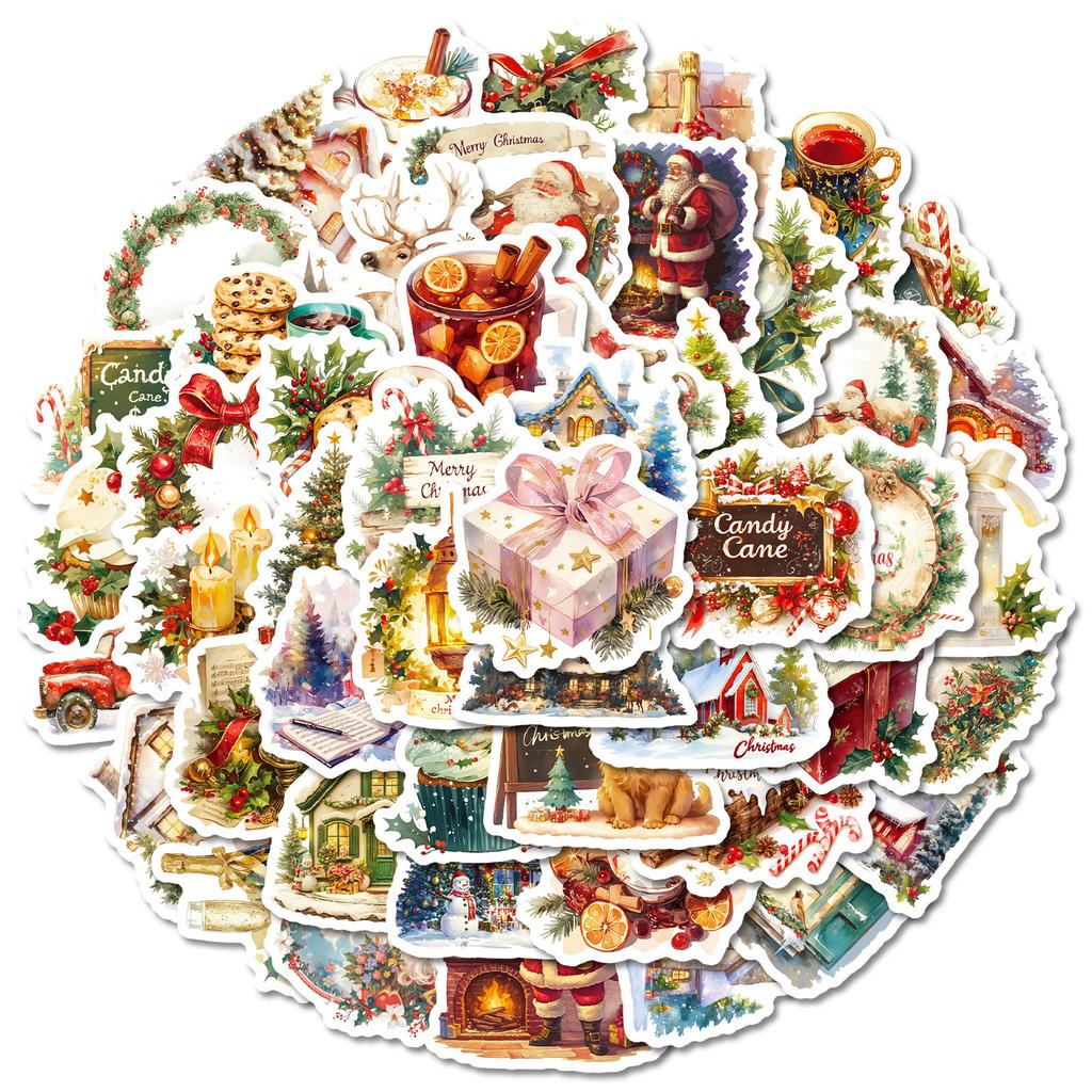 50 Warm Christmas Cartoon Graffiti Stickers Warm Atmosphere Candles Diy Luggage Notebook Stickers