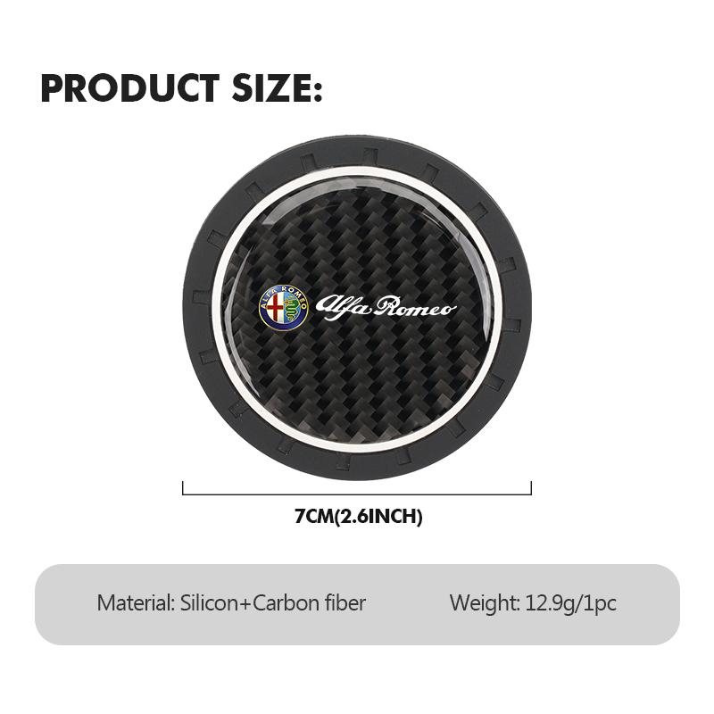 For Alfa Romeo 1/2pcs Car Waterproof Anti Slip Mat Coaster Silicone Water Cup Mat 159 Giulietta 156 147 Giulia Mito GT Stelvio esz566