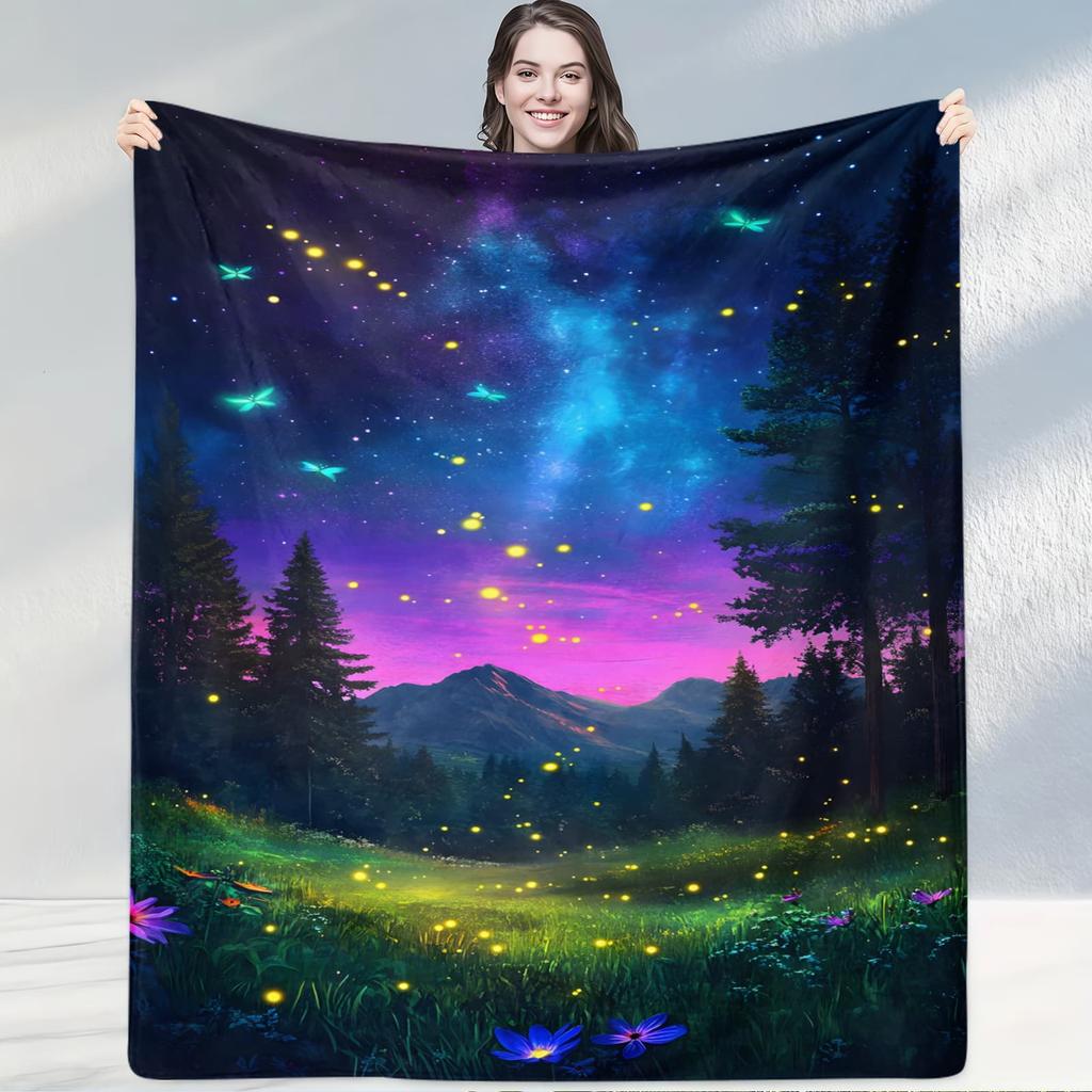 Starry Sky Colorful Magic Tree Blanket Enchanting Style Throw for Space Cozy Decor Gift with Cosmic Hues Showing Mysterious Vibe
